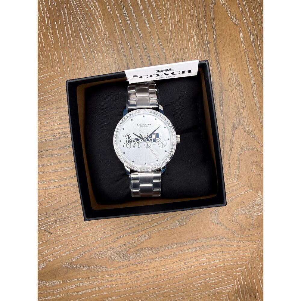Coach Women’s Stainless Steel Watch Silver Dial Bracelet New With Box